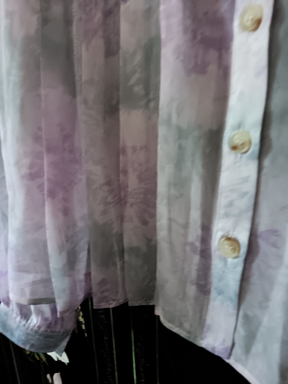 Mystree Lavender Watercolor Button-Front Blouse - Picture 5 of 7